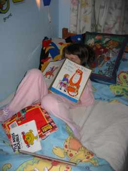 Elinor alseep with book