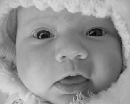 Black and white closeup of Alys
