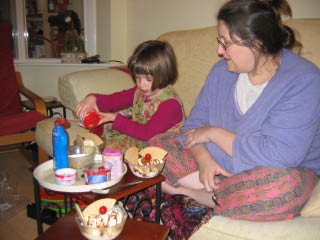 eating our ice cream sundaes
